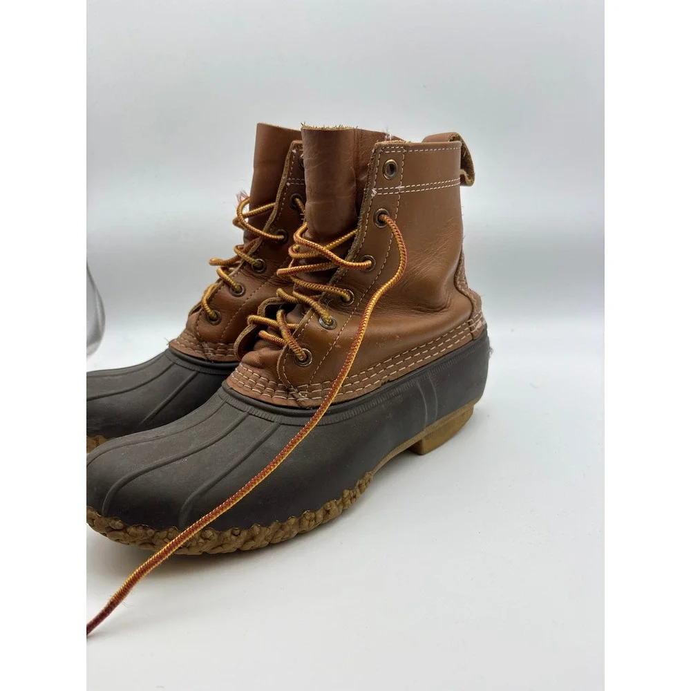 LL Bean Waterproof Leather Hunting Rain Duck Boots Mens 9 Brown Utility Outdoor